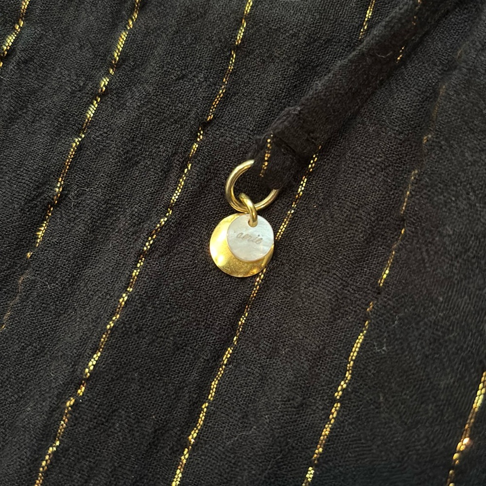 Aerie Black Mini Beach Dress with Gold Stripes - Picture 2 of 5